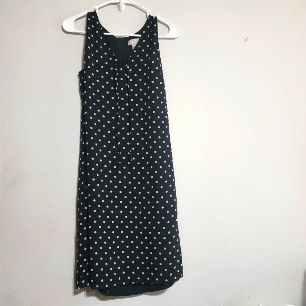 Old‎ Navy Black and White Polka Dot Midi Dress Sz 12 Large